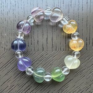 Fluorite puffy heart bracelet SIZE 6.5’